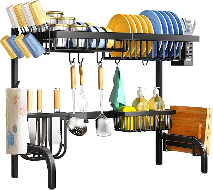Over The Sink Dish Drying Rack, Adjustable 25.5-33.5 in, Snap-On Design - Image 7