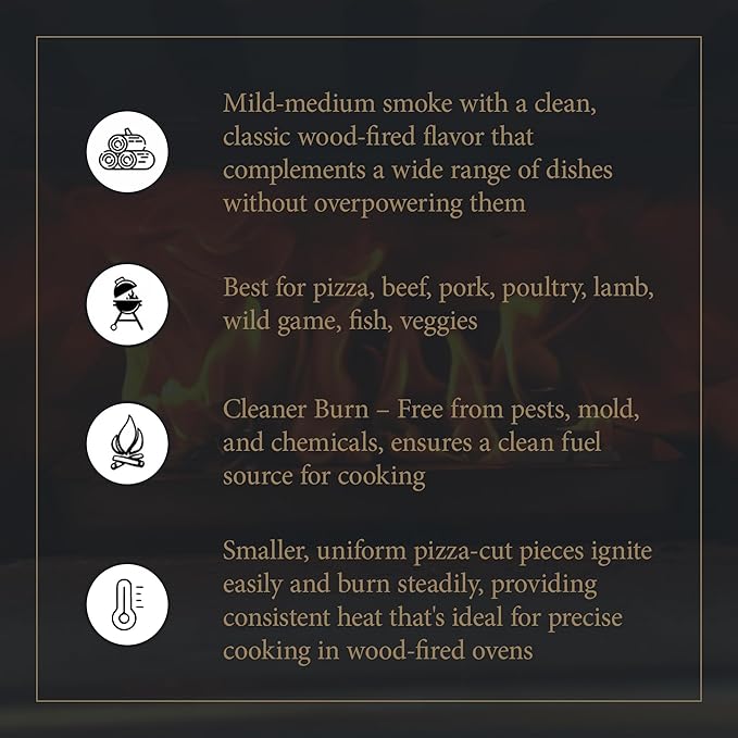 Cutting Edge Firewood Pizza Oven Wood - 8-Inch Splits - Ultra Kiln-Dried Oak Cooking Logs - Large 50 lbs Box for Ovens, Alfa One, Gozney Dome, Solo Stoves