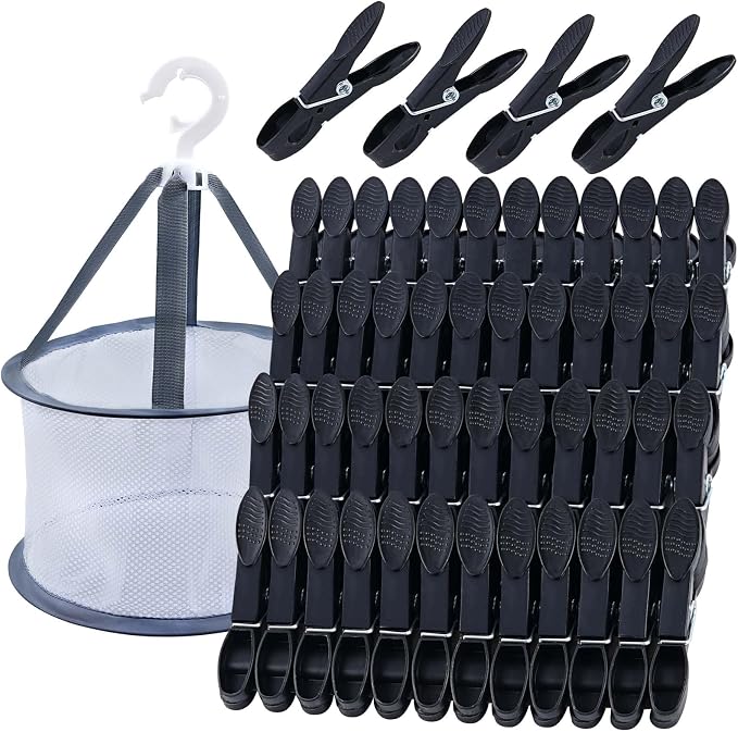48 Pcs Black Plastic Clothes Pins by KEYBOO