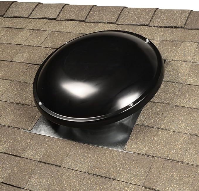 Master Flow GAF 1500 CFM Powered Roof Mount Attic Fan with Thermostat Controller for Up to 2800 Sq Ft | Durable Galvanized Steel Construction | Built-In Screen - ERV6BL