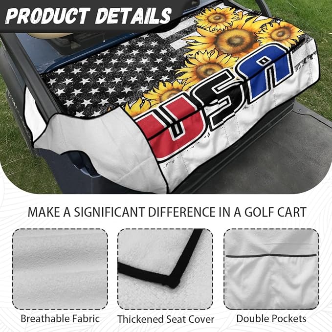 Golf Cart Seat Cover Cushion with Comfortable Microfiber Surface, Waterproof Layer and Secure Fit for Outdoor Golf Cart Use