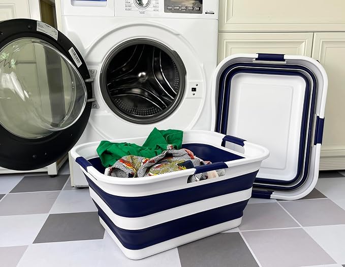 SAMMART 42 Collapsible Plastic Laundry Basket, Foldable Pop Up Storage - Image 3