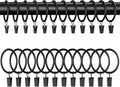 24 Pack Black Metal Curtain Rings by GASRONS