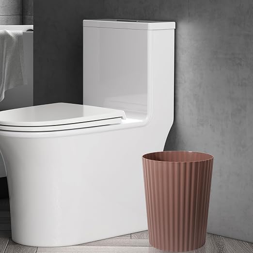 JiatuA Small Bathroom Trash Can Plastic Wastebasket Garbage Can Brown | Sturdy - Image 5