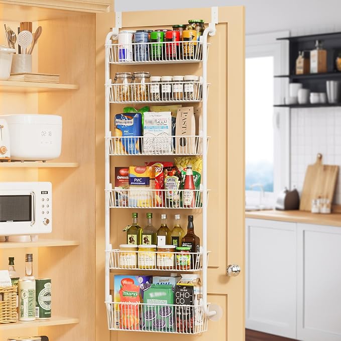 Delamu Large Over the Door Pantry Organizer, 6-Tier Metal Pantry Door by DELAMU