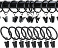 100 Pack Curtain Rings with Clips, Window Clip Rings Black Curtain Hooks by Azmoncy