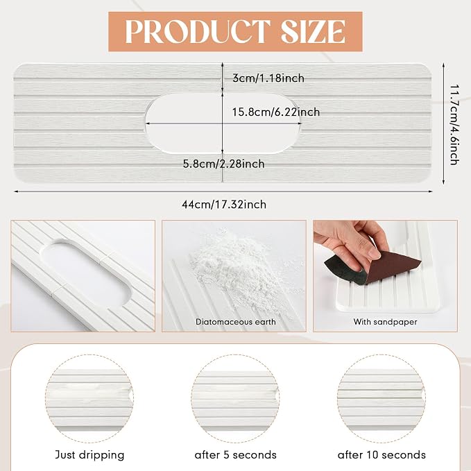 Teenyyou an Oval Hole White Faucet Mat Kitchen Sink 17.32" x 4.6" | Bathroom - Image 2