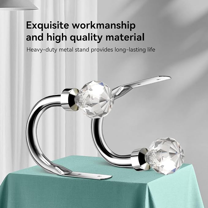 HIKMLK Crystal Curtain Holdbacks 2pcs, Metal Curtain Tieback Pull Back - Image 2