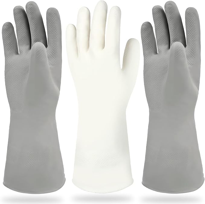 Cleanbear Reusable Dish Washing Rubber Glove Set of 3, Household Cleaning Gloves by Cleanbear