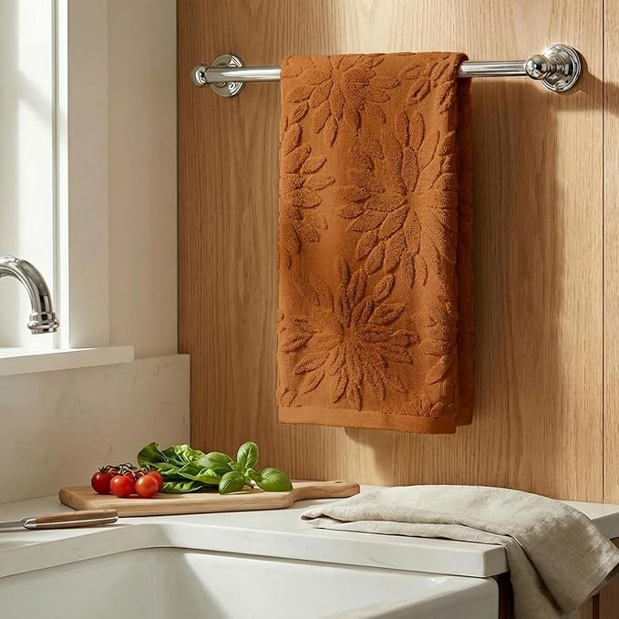 Artoid Mode 1 Pc Caramel 3D Dahlia Floral Jacquard Hand Towels - Image 3