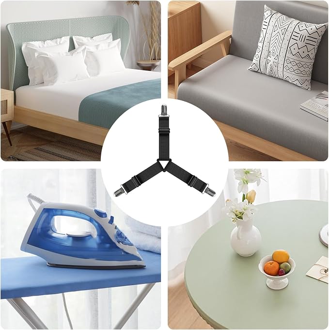 FeelAtHome Adjustable Bed Sheet Clips & Corner Fasteners, 4 Pack, RV & Bunk Beds - Image 7