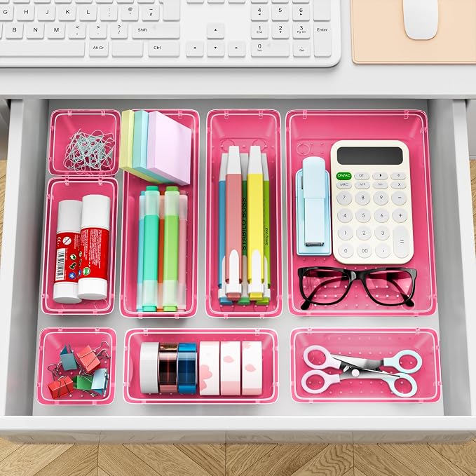 12 PCS Drawer Organizer Set, Makeup Organizers, Tool Storage Trays, Desk Drawer - Image 7