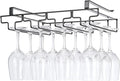 Wine Glass Rack Under Cabinet Drilling Free No Screw Steamware Holder Under Shelf Metal Wine Glasses Holders 304 Stainless Steel Hanger Storage Organizer Hanging Glass Fit for Bar Kitchen 4 Rows Black