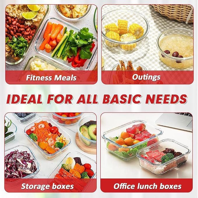 VERONES 12 Packs Glass Food Storage Containers Set - Image 6