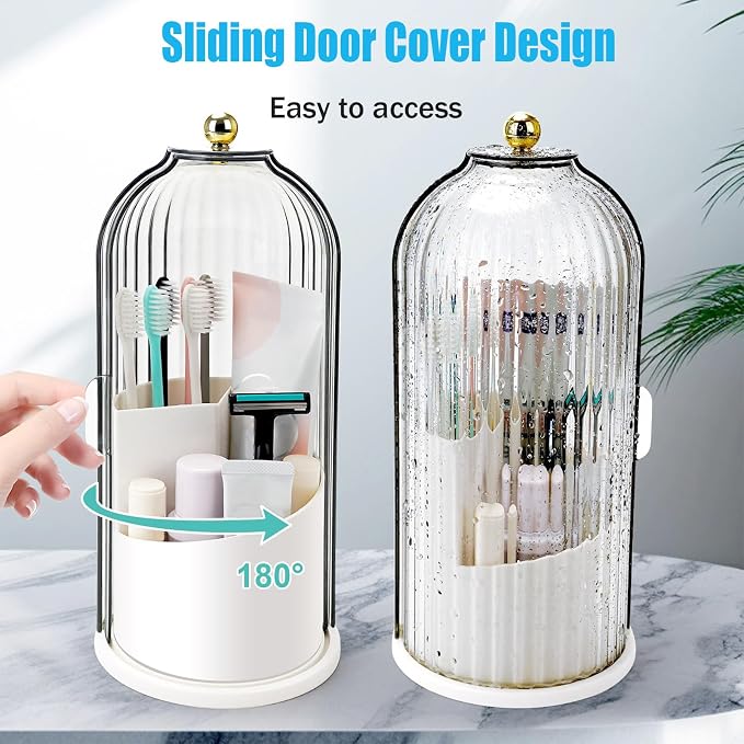 Concealed Toothbrush Holder, Rotating Bathroom Organizer Countertop | - Image 3
