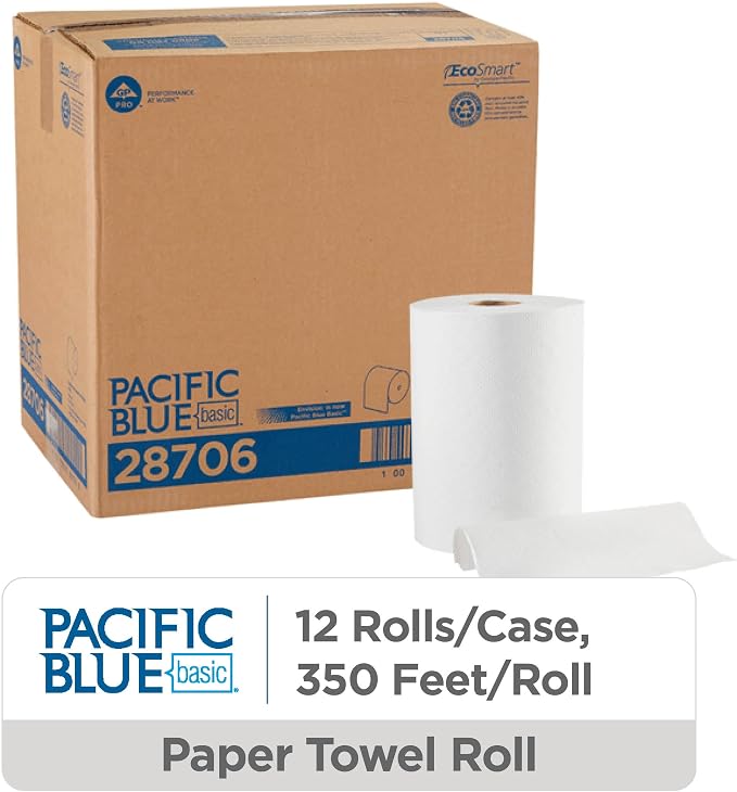 Georgia-PacificBlue Basic Paper Towel Rolls by PRO, 350 Feet Per Roll, 12 Rolls - Image 2