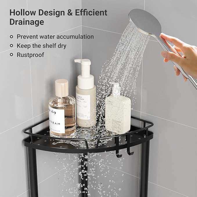 ELYKEN Corner Shower Caddy Standing, 4 Tier Metal Shower Organizer - Image 6