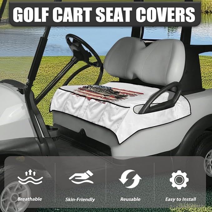 Golf Cart Seat Cover Cushion with Non-Slip Backing and Breathable Microfiber Fabric, Designed for Comfort and Protection in Outdoor Environments