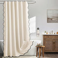 MIULEE Ivory Scalloped Linen Shower Curtain 72x78 Inches by MIULEE