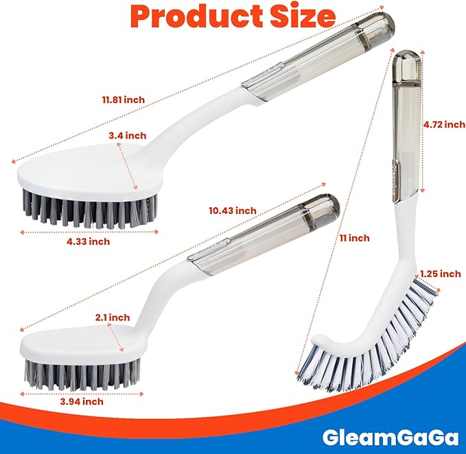3 Pack Shower Brush for Cleaning, Heavy-Duty Scrub Brush Set for Bathroom | 3 - Image 2