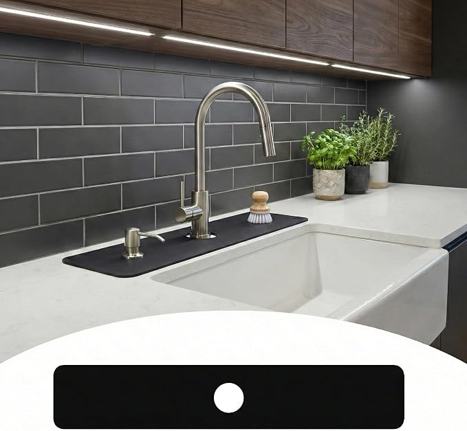 Cuttable Kitchen Sink Faucet Mat: 30" Lx5.5 W Splash Guard by EazziSwitch
