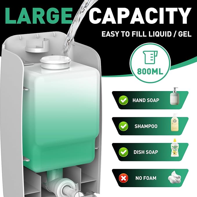 Commercial Soap Dispenser Wall Mount Manual Pump Hand Soap Dispenser 800ml Gel - Image 3