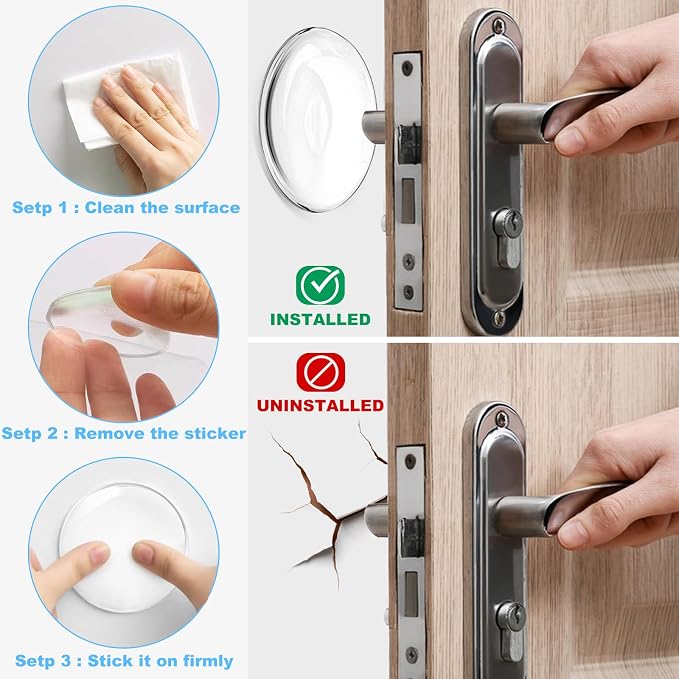 JZWBLILY Door Stoppers for Wall, Door Knob Wall Protector 3.15", Self Adhesive - Image 3