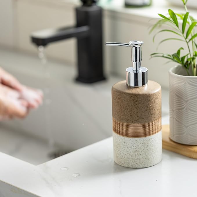 Ceramic Soap Dispenser Set for Hand Soap, Dish Soap, Conditioner, Includes - Image 9