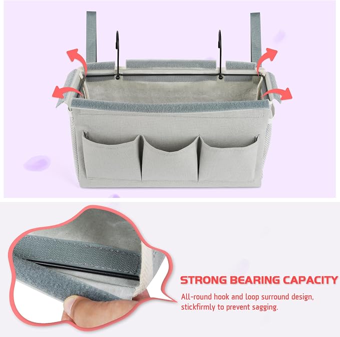 Bedside Caddy, Bedside Storage Bag Hanging Organizer - Image 5