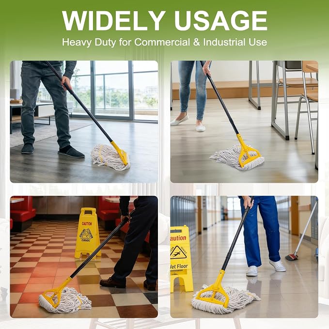KeFanta 2 Pack Commercial Mop Heavy Duty, Industrial String Cotton Wet Mops - Image 2