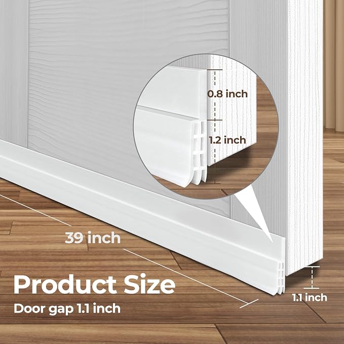 Ohuhu Door Draft Stopper, for interior exterior doors, 3-layer soundproof - Image 2