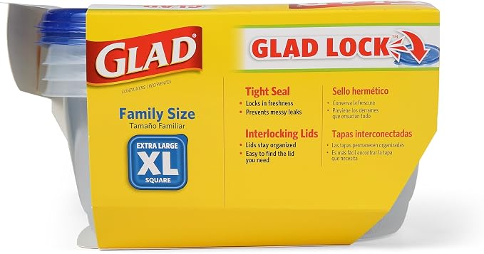 Glad GladWare XL Square Food Storage Containers, 104 Oz, dishwasher-safe - Image 6