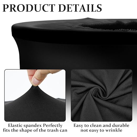 Tanlade 32 Gallon Stretch Trash Can Spandex Cover Outdoor Waste Garbage Can Spandex Covers for Indoor Kitchen Outdoor Round Waste Container Bin, Without Trash Bin(Black,4 Pcs)