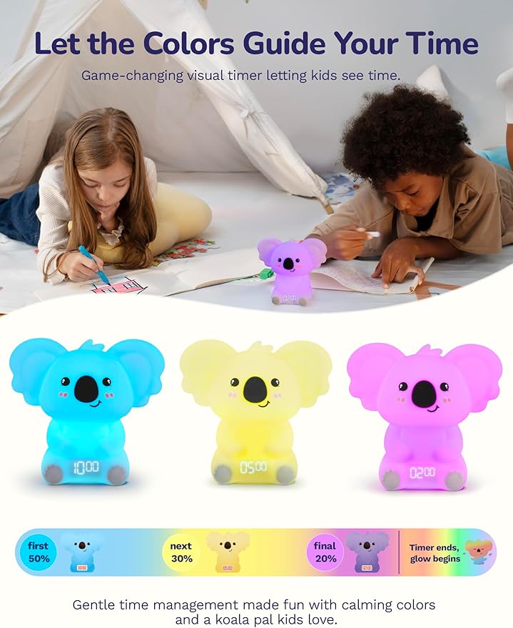 Koala Timer Pal Visual Timer for Kids/Adults with Audio Time Management Tool, Color-Changing Visual Countdown, Fun Adults/Kids Timer Visual for Classroom/Home/Calming Corner