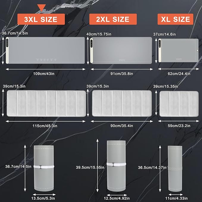 FYY Extra Long Warming Mat for Food with Heat Resistant Pad, Prevent Countertop Cracks, Keep Meal Warm, Rapid and Full Surface Heating, 6 Temp Settings, 6H Timer, Rollable Portable Food Warmer, Grey