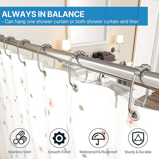 MENGJINGO 12PCS Wide Shower Curtain Hooks Rings, Rust Proof Stainless Steel | - Image 2