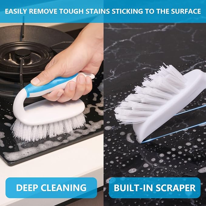 Scrub Brush Set, 4 Pack Deep Cleaning Brush Kit, 2 Tile & Grout Brush - Image 3