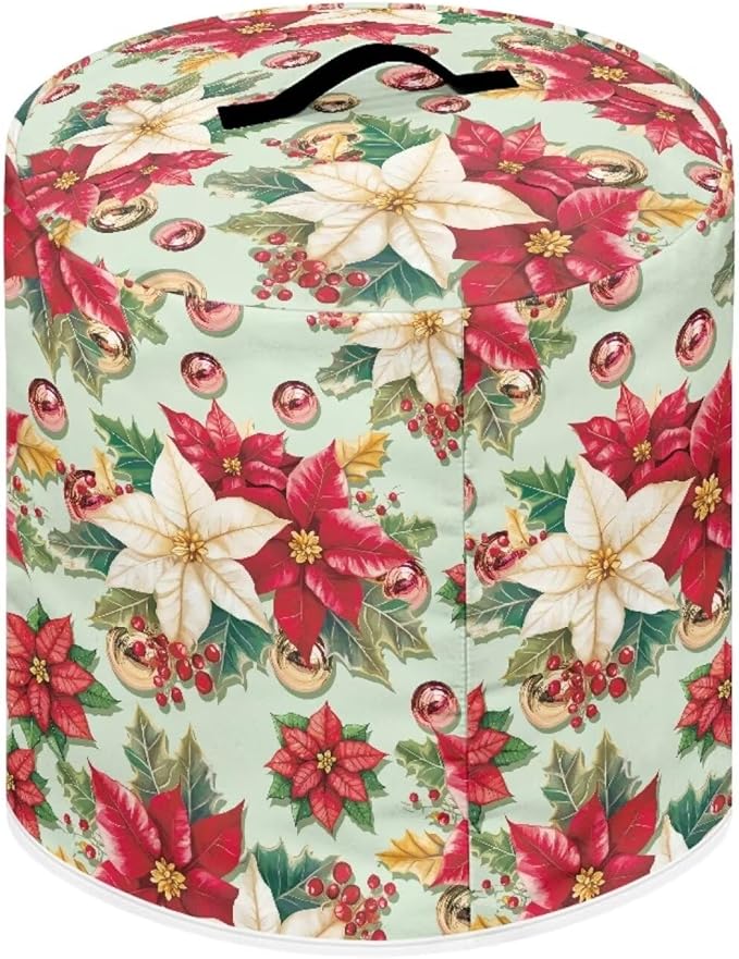 Christmas Flower Dust Cover for Kitchen Instant Pot Accessories Appliance Cover Quart Pressure Cooker Air Fryer Rice Cooker Kitchen Appliance Dust Covers with Storage Pockets Size M