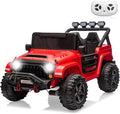 Kids 24V 2-Seater Electric Ride On Car, 4x4 Ride On Truck w/Remote Control, 4-Wheeler Suspension, 3 Speeds, Led Lights, Bluetooth, Ride on Car Toy for Kids Ages 3-8, Red