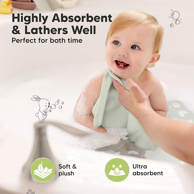 6-Pack Baby Washcloths, Soft Absorbent Washcloths - Image 3