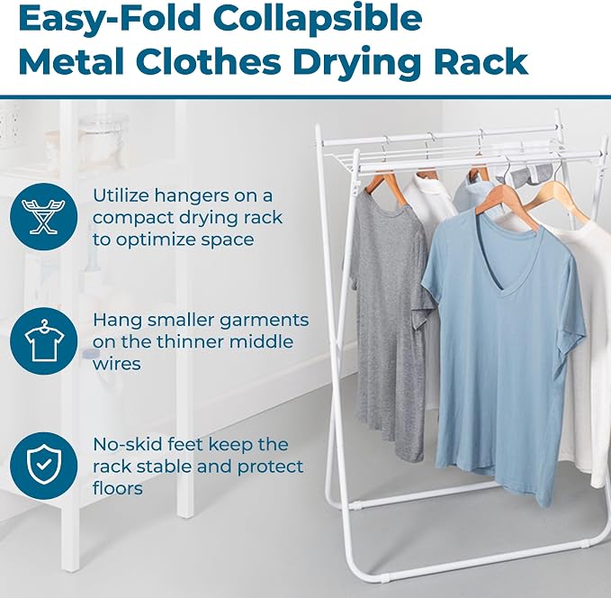 Honey-Can-Do Easy-Fold Collapsible Clothes Drying Rack, Sturdy Metal Laundry - Image 4
