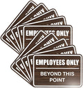 All Quality Classic Framed Employees Only Beyond This Point Wall or Door Sign | Easy to Install Business Signage - Small (Walnut) 10 Pack