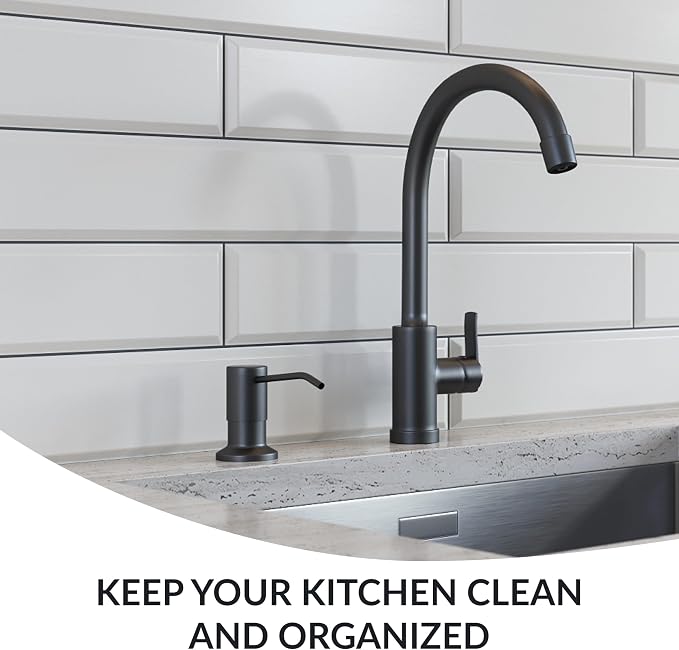Soap Dispenser for Kitchen Sink, Matte Black Stainless Steel Countertop Dish - Image 4