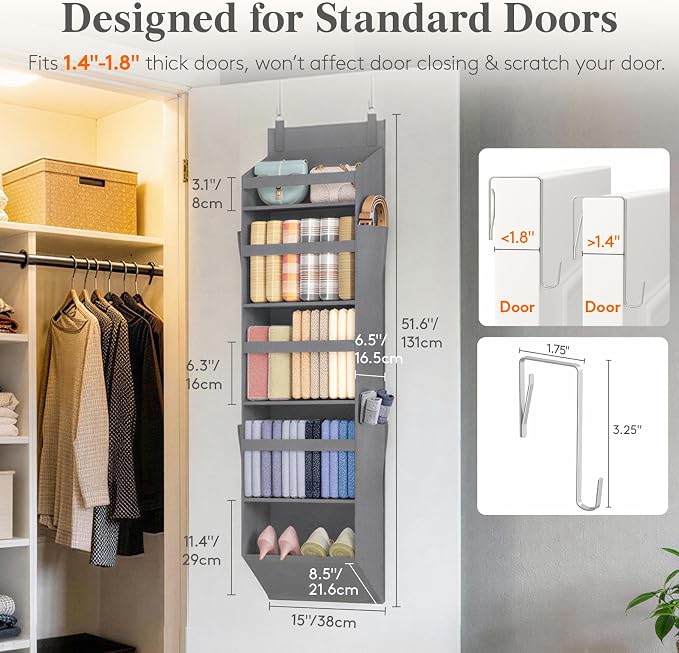 Lifewit 1 Pack Over the Door Organizer, 5 Section Clear Window Hanging Storage - Image 2
