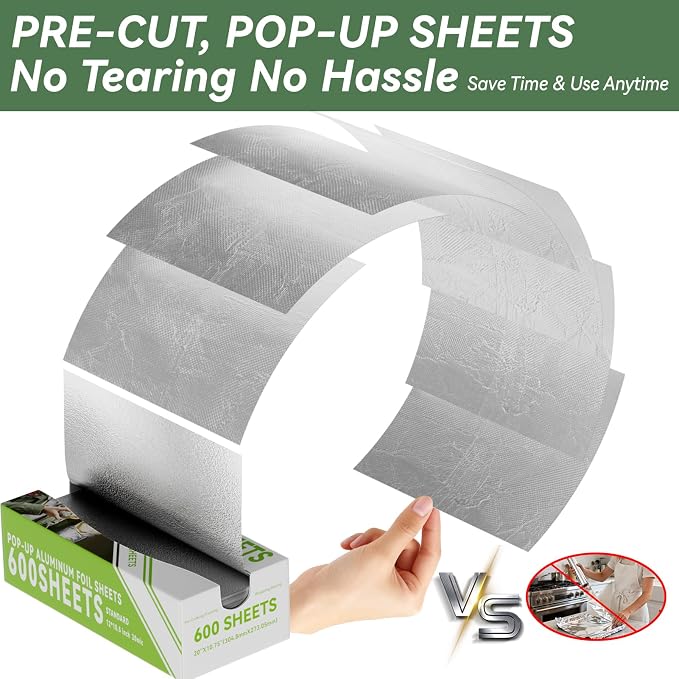 600 Count Pre-Cut Aluminum Foil Sheets, Disposable Foil Sheets - Image 2