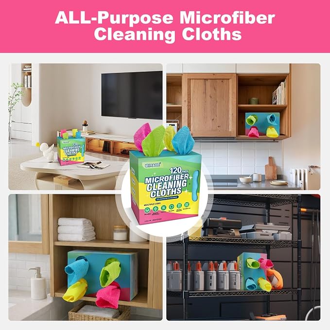 UNIMADE Microfiber Cleaning Cloth, 120 Pack Reusable Paper Towels - Image 7