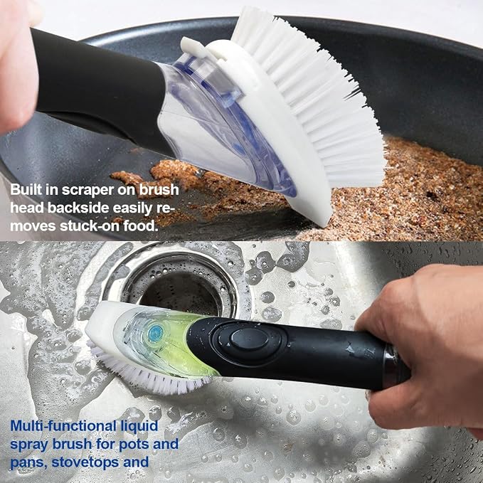 CELOX Dish Brush with Soap Dispenser, Dish Soap Brush with Handle - Image 6