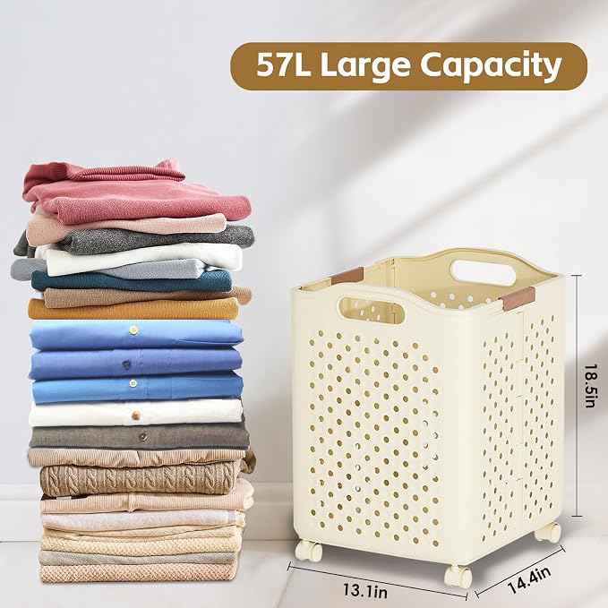 57L Foldable Collapsible Laundry Basket, - Image 6