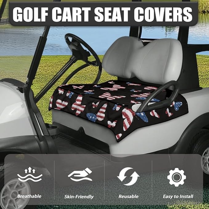 Golf Cart Seat Cushion Cover with Sweat Absorbing Microfiber Fabric and Waterproof Protection for Comfortable Outdoor Seating