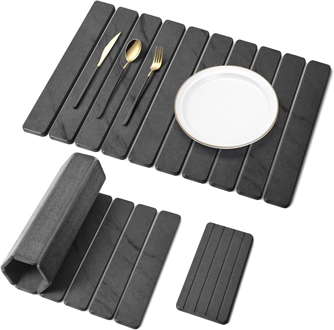 2 PCS Stone Dish Drying Mat for Kitchen Counter, Fast Drying Collapsible Dish by Unknown